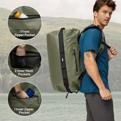MIER Large Waterproof Duffel Bag Rolltop Dry Backpack Duffle Bags for Kayaking, Rafting, Boating, Swimming, Camping, Travel, Gym, Beach, 60L/80L