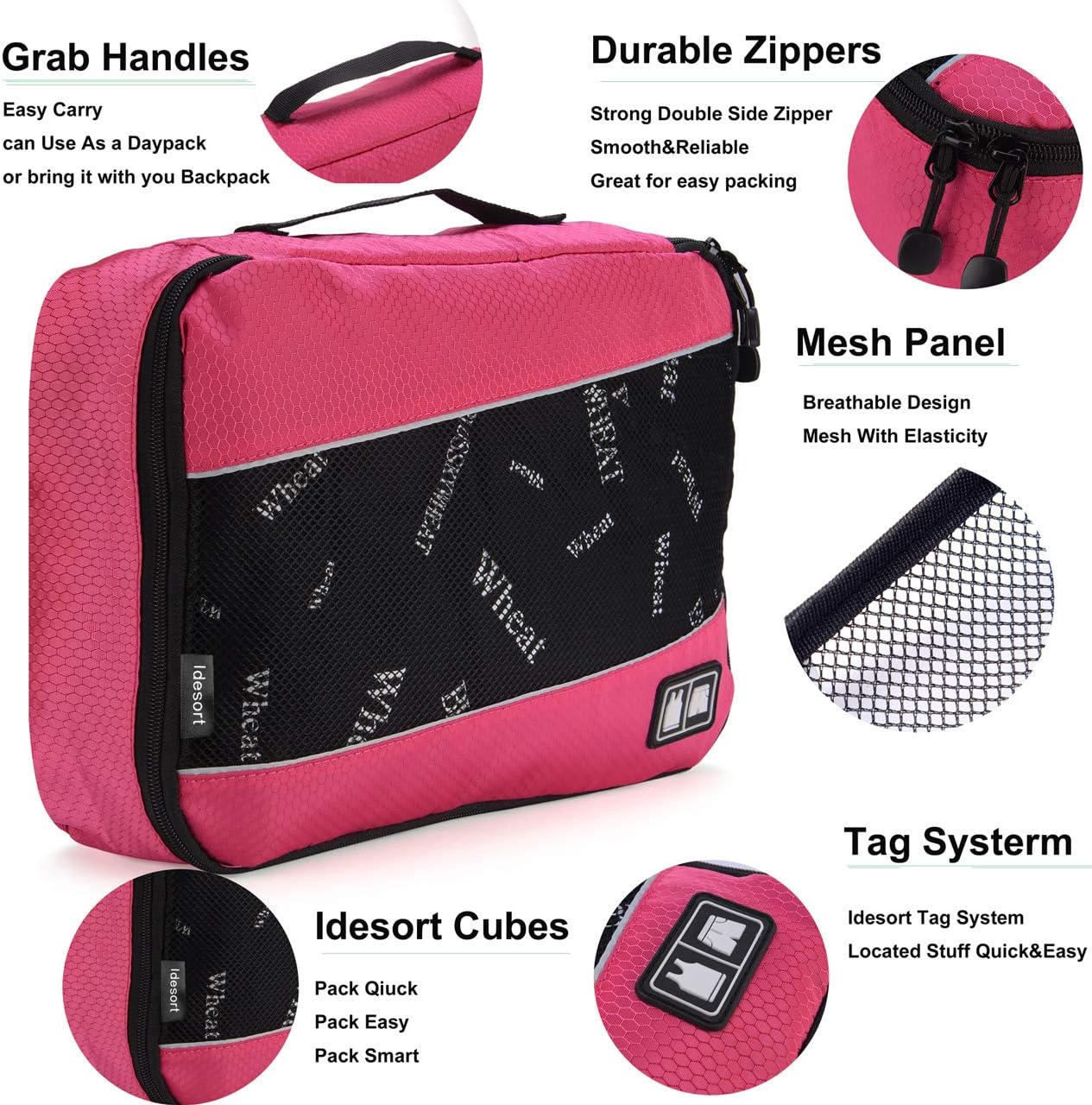 Packing Cubes Luggage Bags Organizer Durable Travel Accessories With Clothing Label