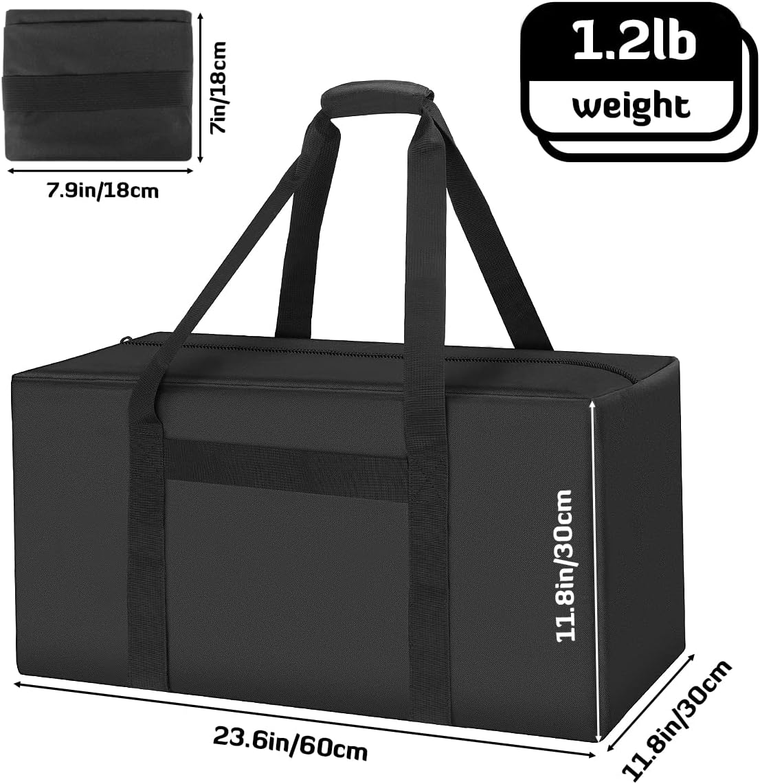 INFANZIA 24inch Sports Duffel Travel Bag, 56L Duffel Tote Bag with Upgrade Zipper, Water Resistant & Foldable Equipment Storage Bag for Camping Tent Tripod Fishing, 2PCS