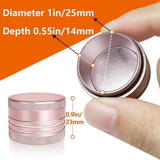 2 Sets Small Pill Box, Portable Daily Box, Aluminium Alloy Round Container for Pills, Pocket Case (Pink+Gold)