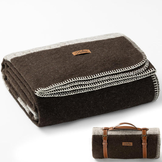 100% Wool Blanket, 62" x 86", Warm, Thick, Washable, Military Wool Blanket, Great for Camping, Outdoors, Sporting Events, Survival Kits