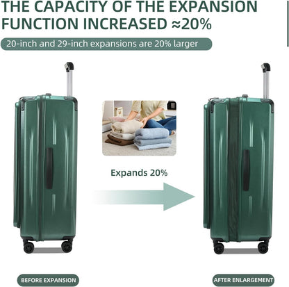 Premium Carry On Luggage, 29 Inch Top Opening Aluminum Frame Airline Approved ABS+PC Hard Shell Suitcases with Silent Wheels, TSA Lock, Front Pocket & Wet-dry Separated Six-piece set