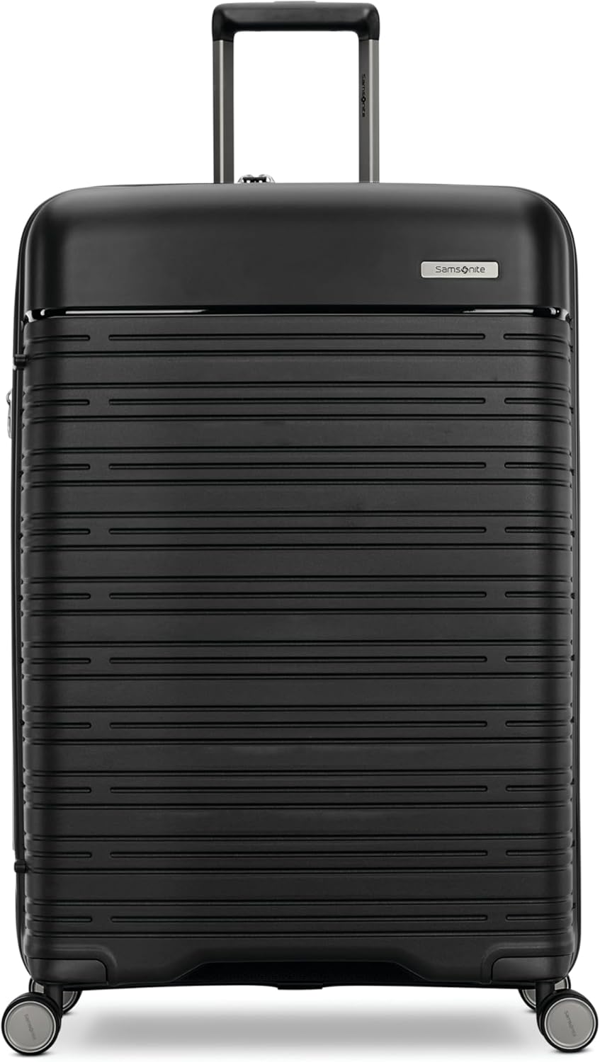 Samsonite Elevation Plus - Large Hardside Luggage - Scratch Resistant Polypropylene Shell, RightHeight™ Adjustable Handle, Integrated AirTag Holder, TSA Lock, WetPak™ Compartment - Triple Black