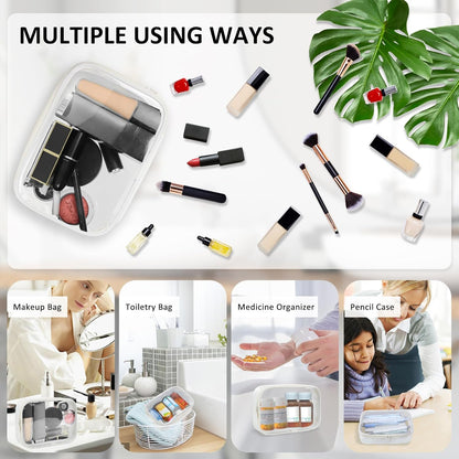 Moyad TSA Approved Clear Toiletry Bag, 1 Pack Quart Size 3-1-1 Liquids Pouch for Travel, Transparent Makeup & Cosmetic Organizer for Women Men, Beige