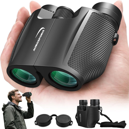 12x32 Compact Binoculars for Adults Kids - Aurosports Small Binoculars for Birdwatching - High Power Easy Focus Lightweight Binocular for Traveling Hunting Cruise Ship Hiking