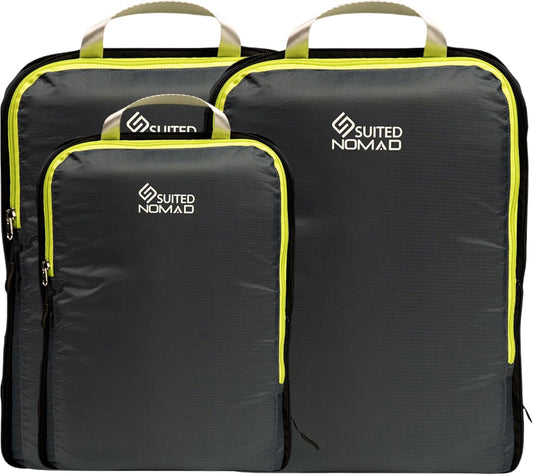 6 Set/3 Set Ultralight Compression Packing Cubes, Suitcase and Backpack Travel Organizer Bags (Shadow Gray, 3Piece)