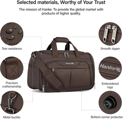 Hanke Underseat Carry On luggage Bags for Travel, Foldable Travel Bags for Women, Soft Lightweight Personal Item Travel Bag Small Carry On Bags for Airplanes, Travel Tote Bags for Women Men.（Coffee）