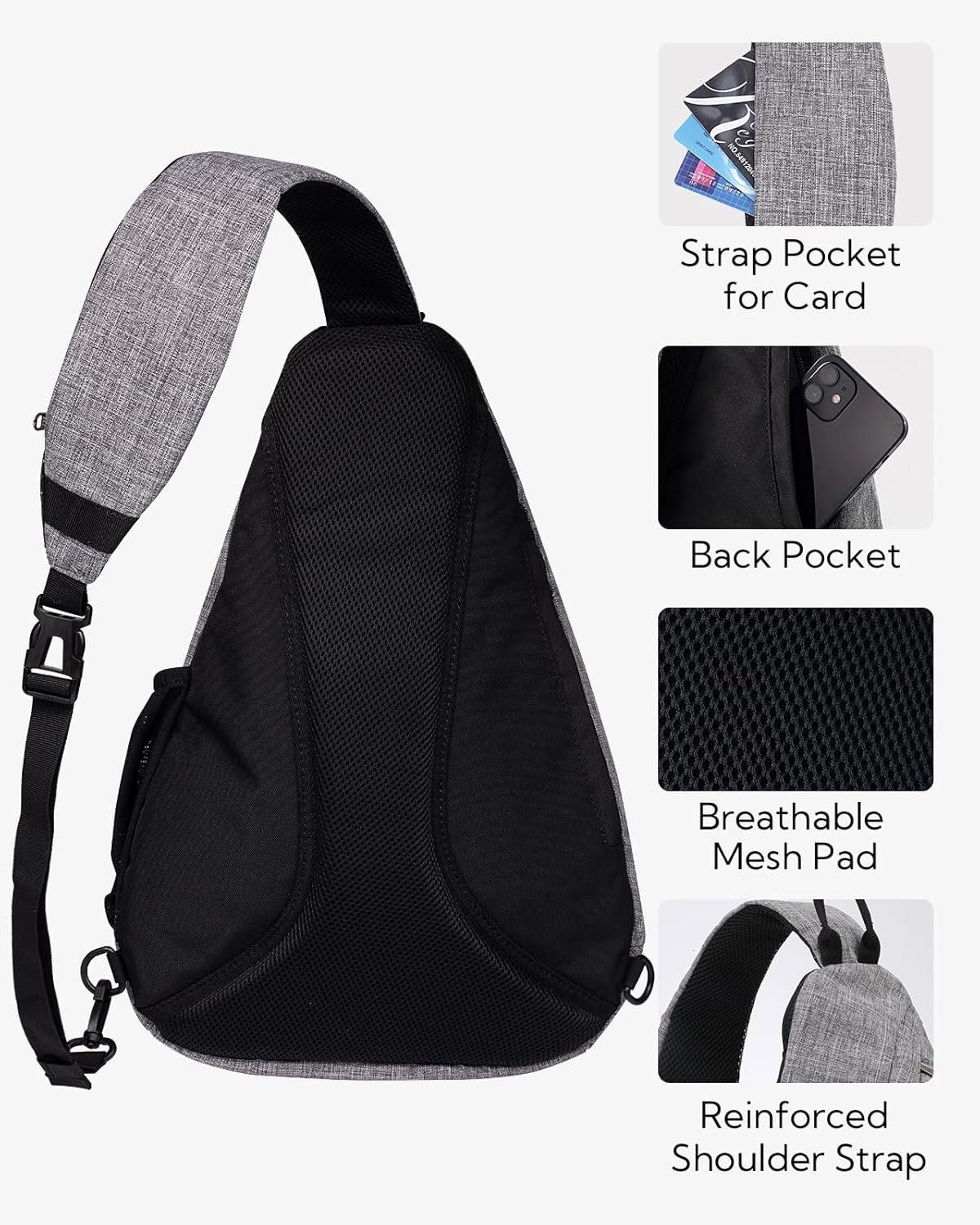 WATERFLY Large Crossbody Sling Bag: Over Shoulder Backpack Daypack Casual Cross Chest Side Pack