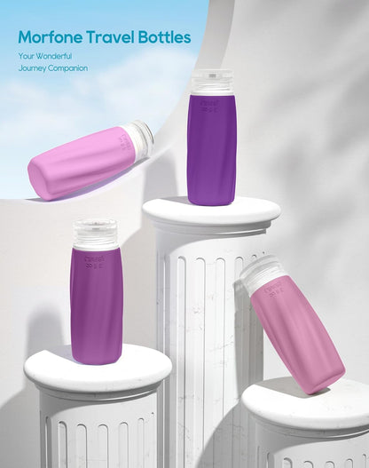 Morfone Travel Bottles for Toiletries, 3oz Tsa Approved Travel Size Containers Leak Proof Squeezable Travel Accessories Refillable for Shampoo Conditioner Lotion Liquids(Purple)