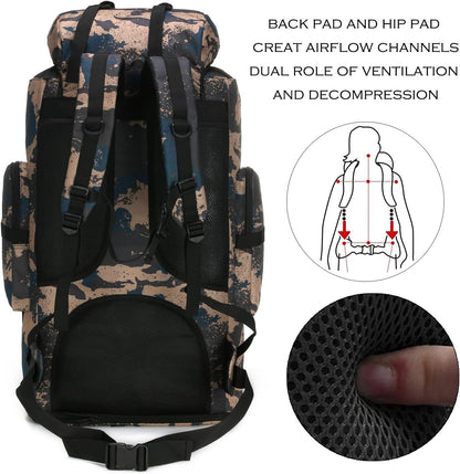 Hiking Backpack for Men 70L/100L Camping Backpack Military Rucksack Molle 3 Days Assault Pack for Climbing