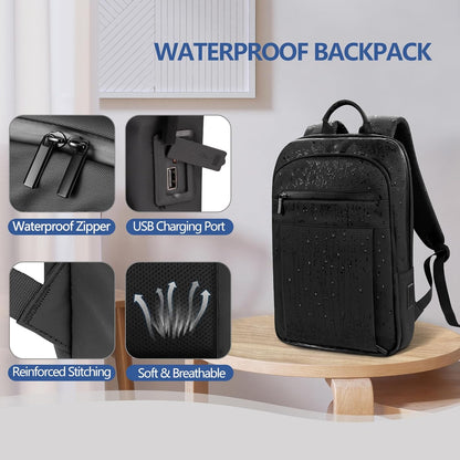 Backpack for Men Women Lightweight Business Laptop Backpack for 15.6 Inch Computer Bag Slim Anti-Theft Backpack for Commuting Work Office College Travel (with a Small Bag) Black