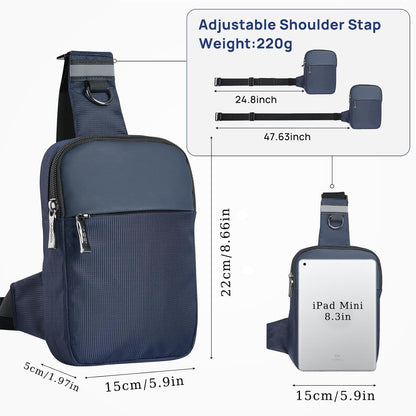 VADOO Mini Sling Bag for Men Women, Small Crossbody Bag with RFID Blocking & Waterproof, Lightweight Phone Chest Bag for Travel Gym (Basic Version- Blue)