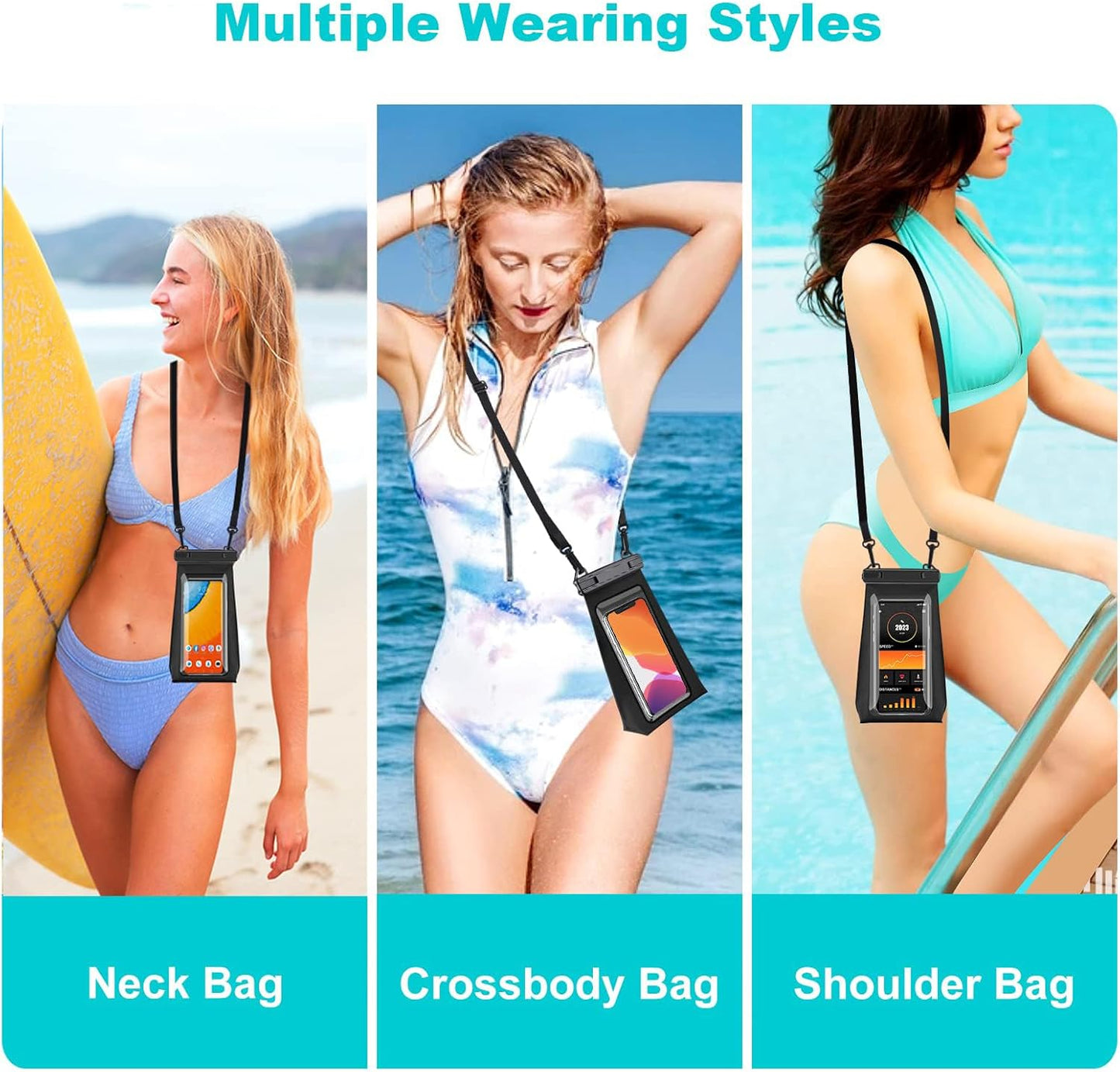 Large Capacity Waterproof Phone Pouch Floating, Waterproof Bag Case for iPhone 15 14 Pro Max 13 12 11 X XR 8 Plus Samsung Up to 6.9'', IPX8 Water Proof Phone Dry Bag for Swimming Kayaking, 1Pack