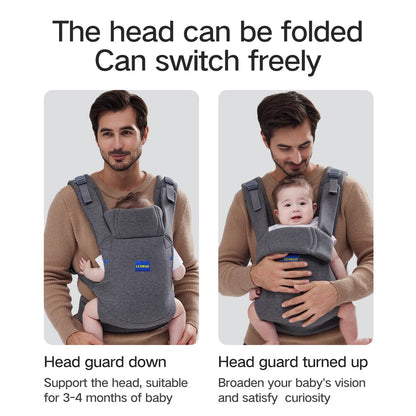 Baby Carrier Newborn to Toddler,Newborn Carrier(7-25lbs) with Head Support, Cozy Baby Wrap Carrier, with Hook&Loop for Easily Adjustable, Soft Fabric (Breathable Black) (All-Gray)