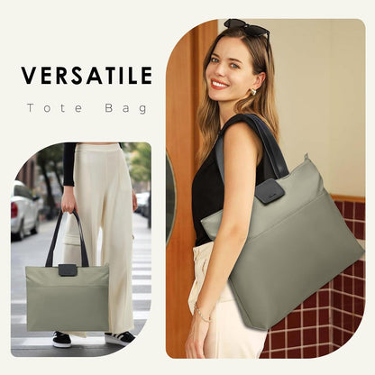 SIMTOP Tote Bag for Women with Magnetic Pocket Water Resistant Polyester 16.2" Laptop Compartment for Travel, Office, Daily