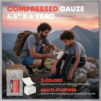 Advanced Trauma First Aid Kit - Emergency Camping Gear with Tourniquet, Compression Bandage, 36" Splint | Portable Survival Gear for Outdoor, Home, Camping- Gift for Husband Dad and Wife-Black