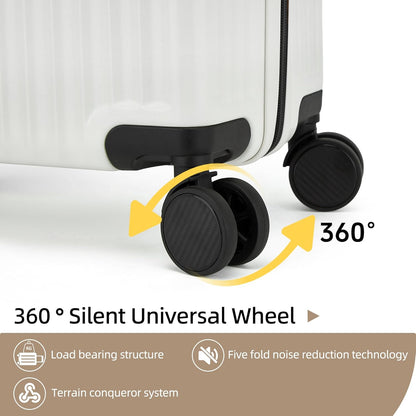 20 Inch Carry on Luggage,Airline Approved 22x14x9 Hard Shell Carry on Suitcase with 360° Spinner Wheels,TSA Lock and Lightweight Hardside Carry-on Luggage for Travel (White, 20 Inch)