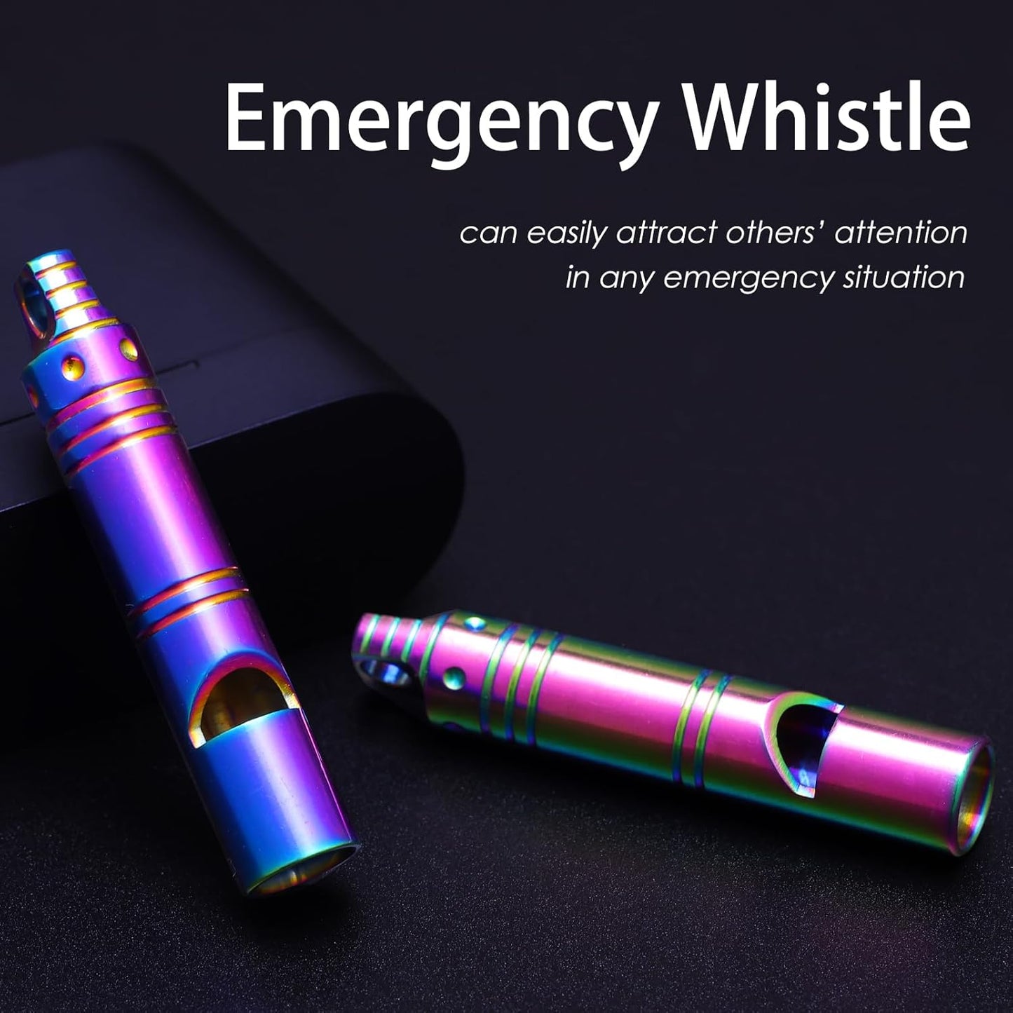 Whistle Emergency Titanium Whistle,Survival Loud Whistle Safety Whistle for Kids Women,EDC Signal Whistles Necklace