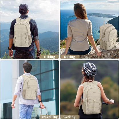 ZOMFELT Hiking Backpack for Women Men, 25L Lightweight Packable Backpacks for Trip, Water Resistant Small Travel Backpack, Foldable daypack for Hiking, Walking, Cycling, Camping, Beige