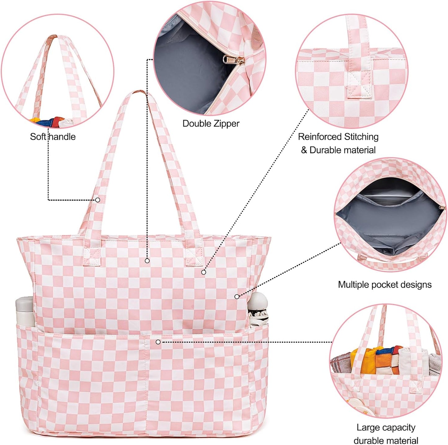 Waterproof Beach Tote Pool Bags for Women Ladies Extra Large Gym Tote Carry On Bag With Wet Compartment for Weekender Travel