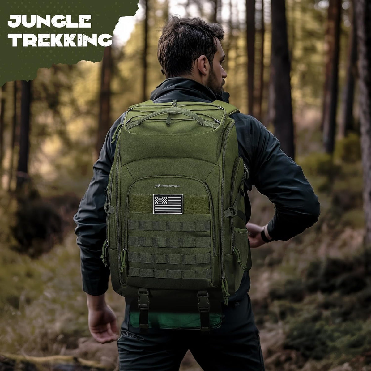 Maelstrom Tactical Backpack for Men, 40L Military Backpack,Water Resistant Assault Pack for Women, 3-Day Bug Out Bag for Hiking, Camping, Gym with Molle System-Army Green