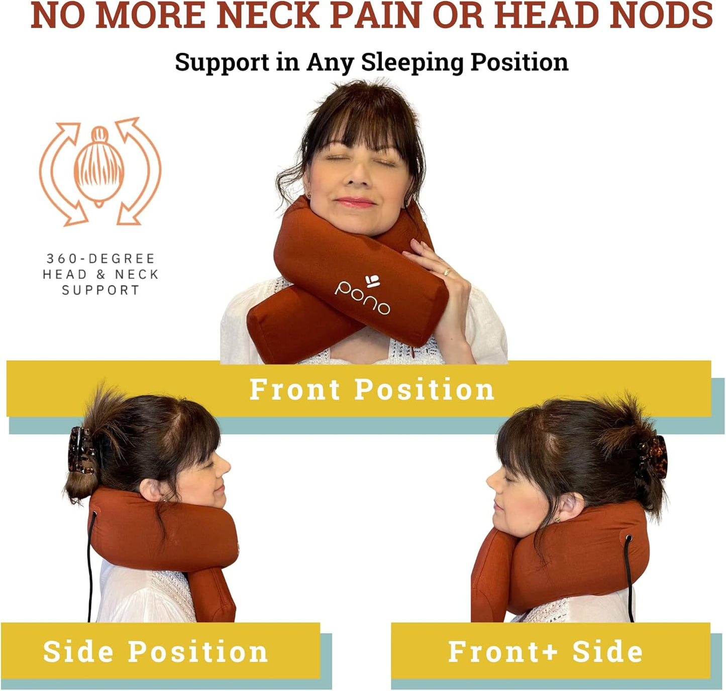 Pono Neck Cradle Travel Pillow: Memory Foam, Ergonomic 360° Adjustable Support, Prevents Neck Pain/Head Nods. Infinity Shape Fits All Adults. Foldable Design for Easy Portability (Twilight Slate)