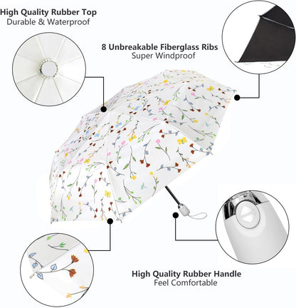 Cuby UV Sun Umbrella Compact Folding Umbrella lightweight Portable Manual Travel Umbrella for Rainproof & 99% UV Protection with Black Anti-UV Coating