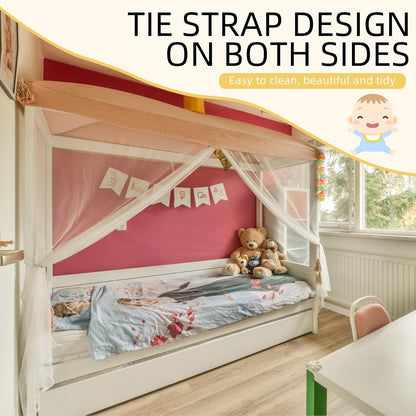 4 Corners Mosquito Net for Mosquiteros para Camas Bed Canopies Netting Bed Drapes Rectangular Mosquito Mesh for Camping Home Outdoor Travel (White,L75 X W35.5 X H59 Inch,Opening)