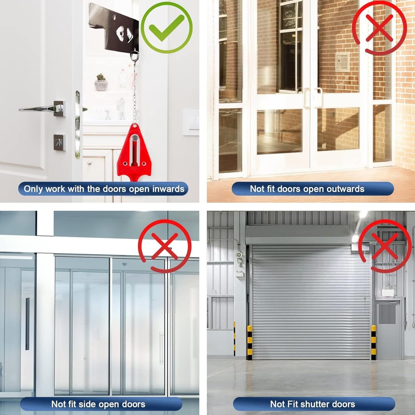 KERUI Door Stop Alarm & Portable Door Lock, Dual Protection Security Door Stopper Wedge Alarm with 3 Levels Sensitivity, Door Security Devices for Travel Hotel Home Apartment (2 Pack)