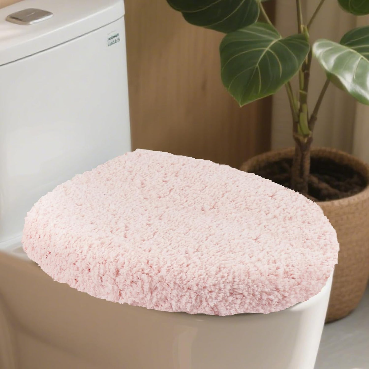 Microfiber Elongated Toilet Seat Cover 19.5"x 15" Machine Washable Solid Toilet Lid Cover Adjustable Rubber Backing Fits Most 18-19.5" L x 14-16" W Elongated Toilet Seat