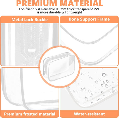 AURUZA 4 Pack Clear Toiletry Bag, Portable Travel Makeup Pouch with Zipper, TSA Approved Organizer, PVC Cosmetic for Airport Airline Compliant