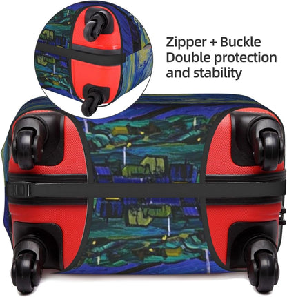 Vincent Van Gogh Starry Sky Night Luggage Cover Washable Suitcase Protector, Luggage Tag Travel Birthday Gifts For Men Women (XL 29-32 Inch Luggage)