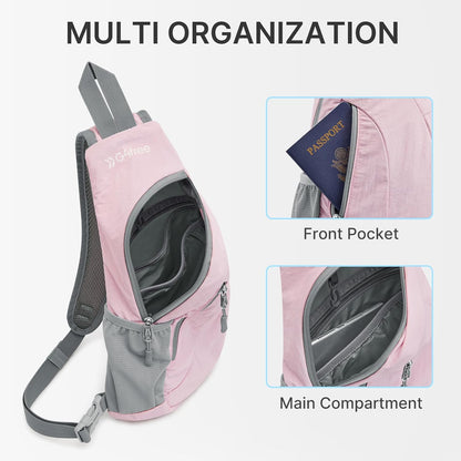G4Free Sling Bag for Men Women, Small Crossbody Backpack Lightweight Chest Shoulder Bags for Travel, Outdoor and Sports (Pink)