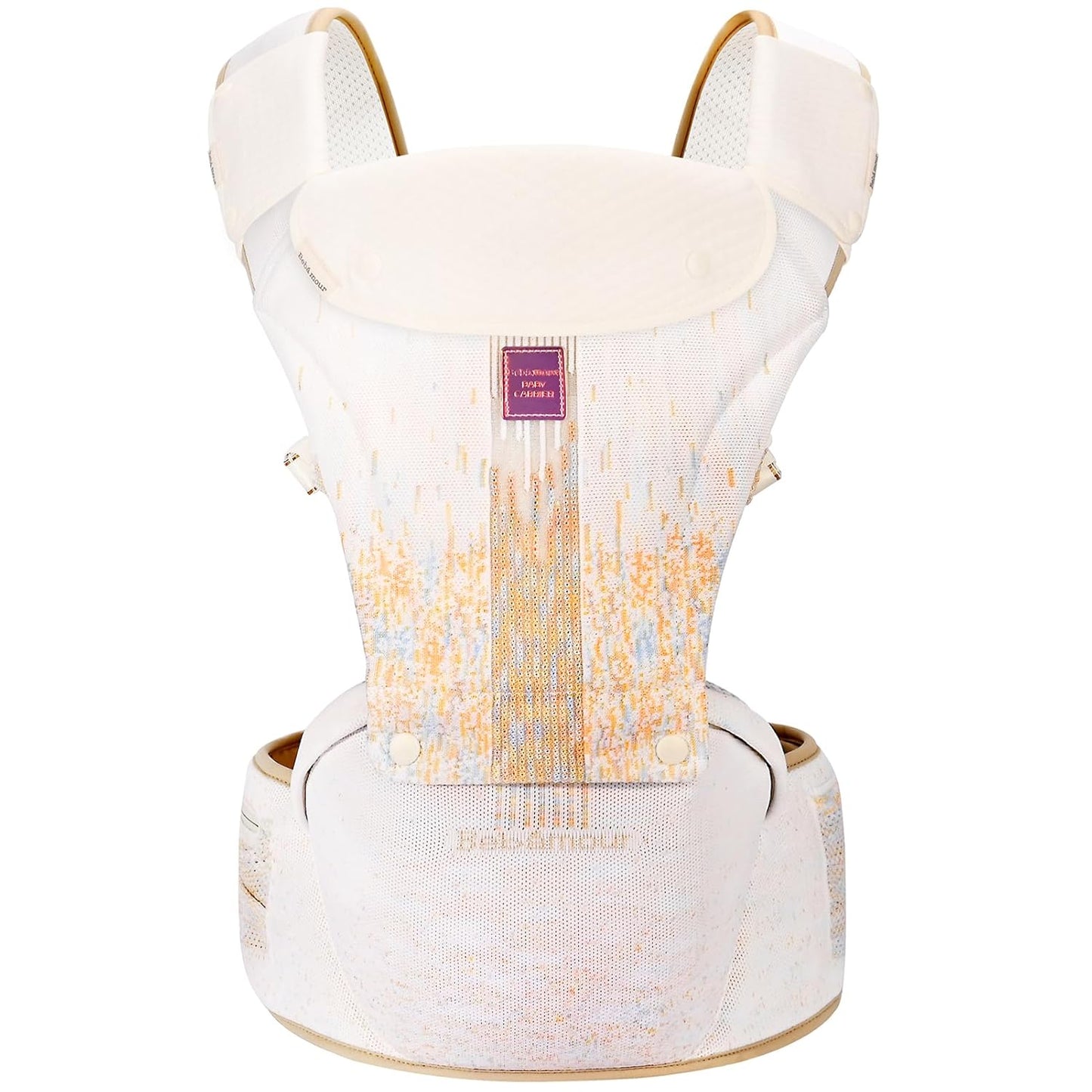 Bebamour Baby Carrier Newborn to Toddler with Hip Seat Baby Carrier Front and Back Carry Carrier with Head Hood, 3 PCS Teething Pads,Storage Bag (White-Knit)