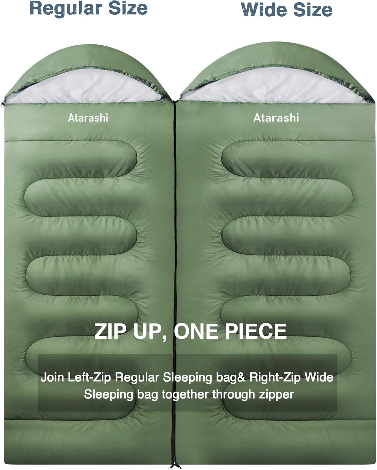 Atarashi Camping Sleeping Bag- 4 Seasons for Adults, Light, Warm, Extra-Large with Compression Sack- Great for Hiking, Backpacking & Outdoor Adventures