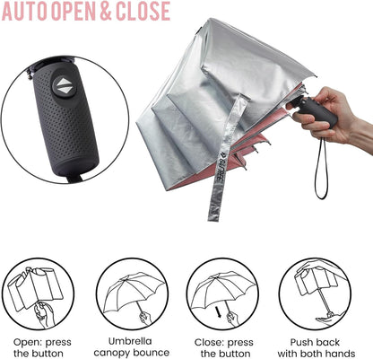 G4Free UPF 50+ UV Protection Large Travel Umbrella 42/46 Inch Auto Open Close Windproof Sun Blocking Umbrella