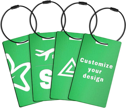 4PCS Personalized Luggage Tags for Travel Durable Aluminium Luggage Tags for Suitcases Custom Bag Tags for Backpacks Heavy Duty Personalized Name Tags for Birthday Gifts(Small,Green)