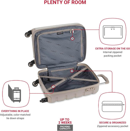 SwissGear 7366 Hardside Expandable Luggage with Spinner Wheels, Sand, 2-Piece Set (19/27)