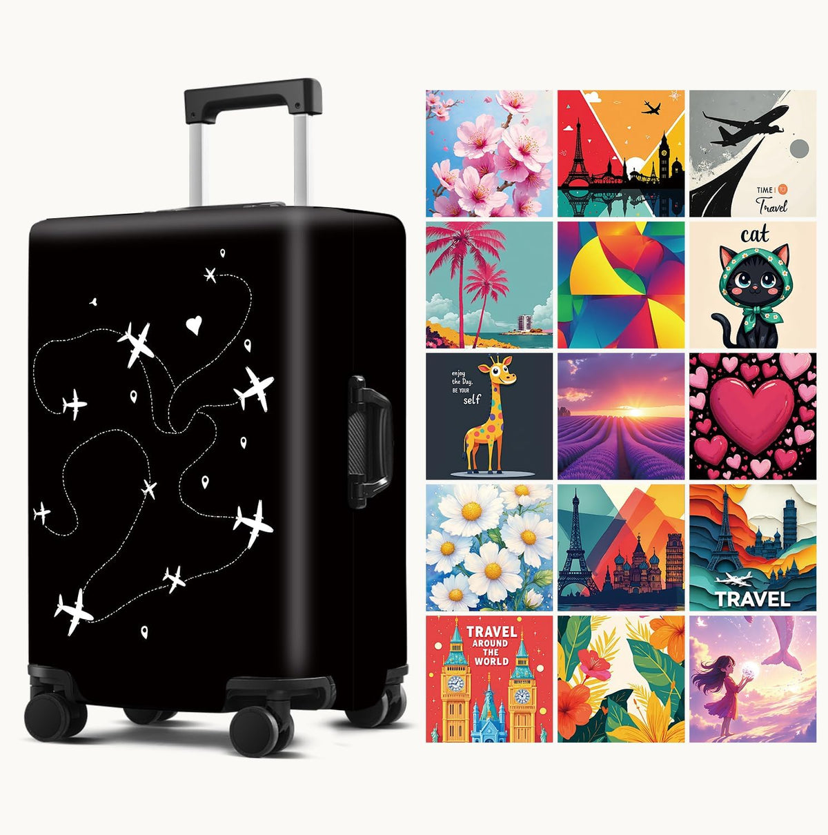 Luggage Cover Washable Suitcase Protector Anti-Scratch,Stretchable Fit for 20-34Inch Luggage Durable Travel Bag Cover with Zipper Closure (Airline, XL(fits 32-34Inch suitcase))