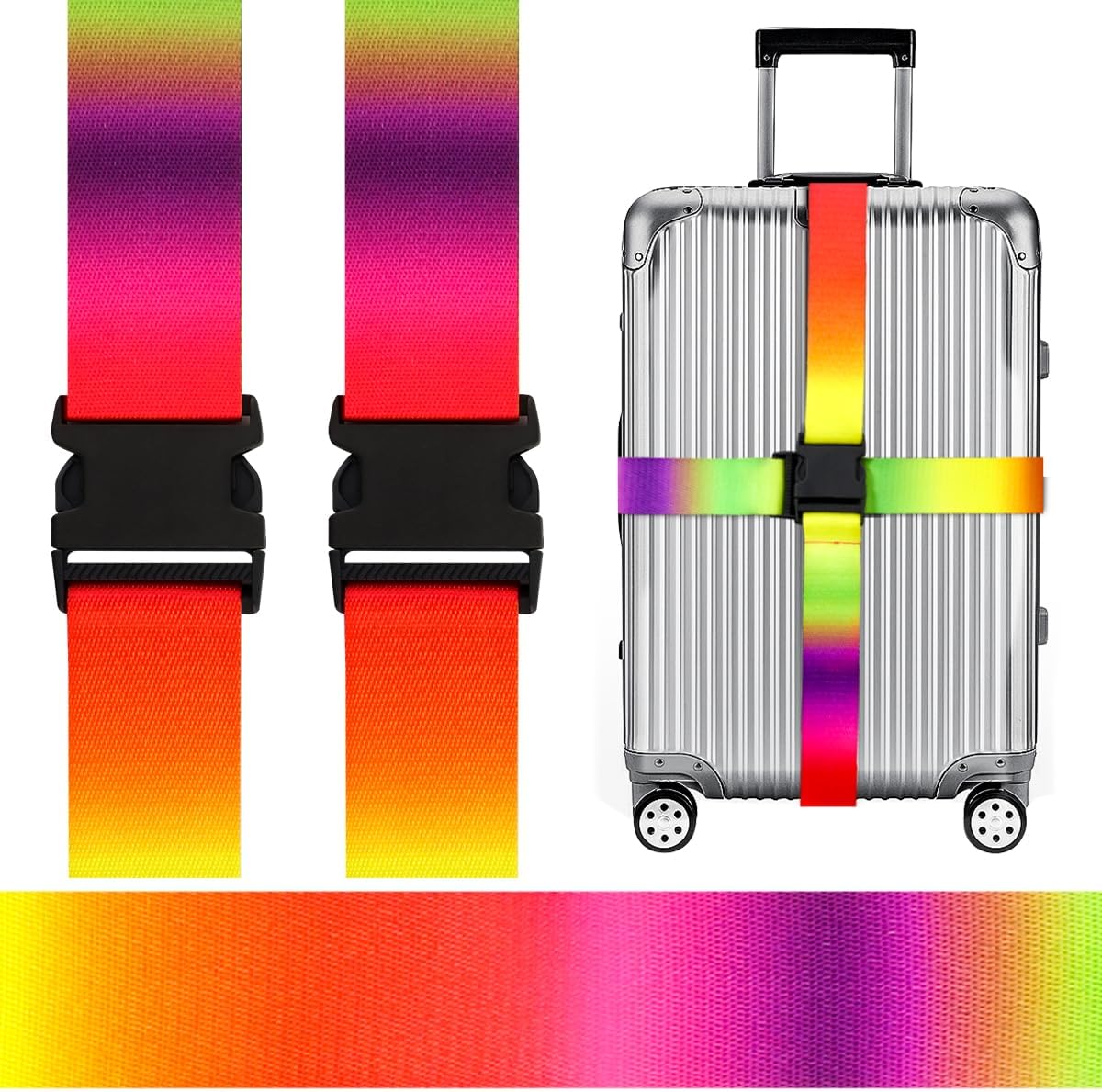 Adjustable Travel Luggage Strap Suitcase Belt Travel Bag Accessories 1.96 in W x 6.23 ft L