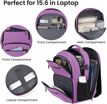 Backpack for Girls Women, School Backpack for Teen Boys, Lightweight Casual High School Bookbag, Daily-use Travel Laptop Backpack with USB Charging Port Fits 15.6 Inch Notebook