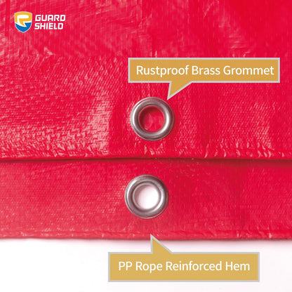 GUARD SHIELD Red Tarp 12x12 Feet Tarps High Visibility Outdoor Poly Cover Lightweight 6mil
