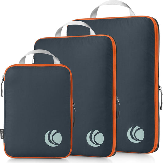 Cipway Compression Packing Cubes, Ultralight Luggage Organizer Bags, Travel Essentials for Carry on Suitcase (3 Piece,Gray)