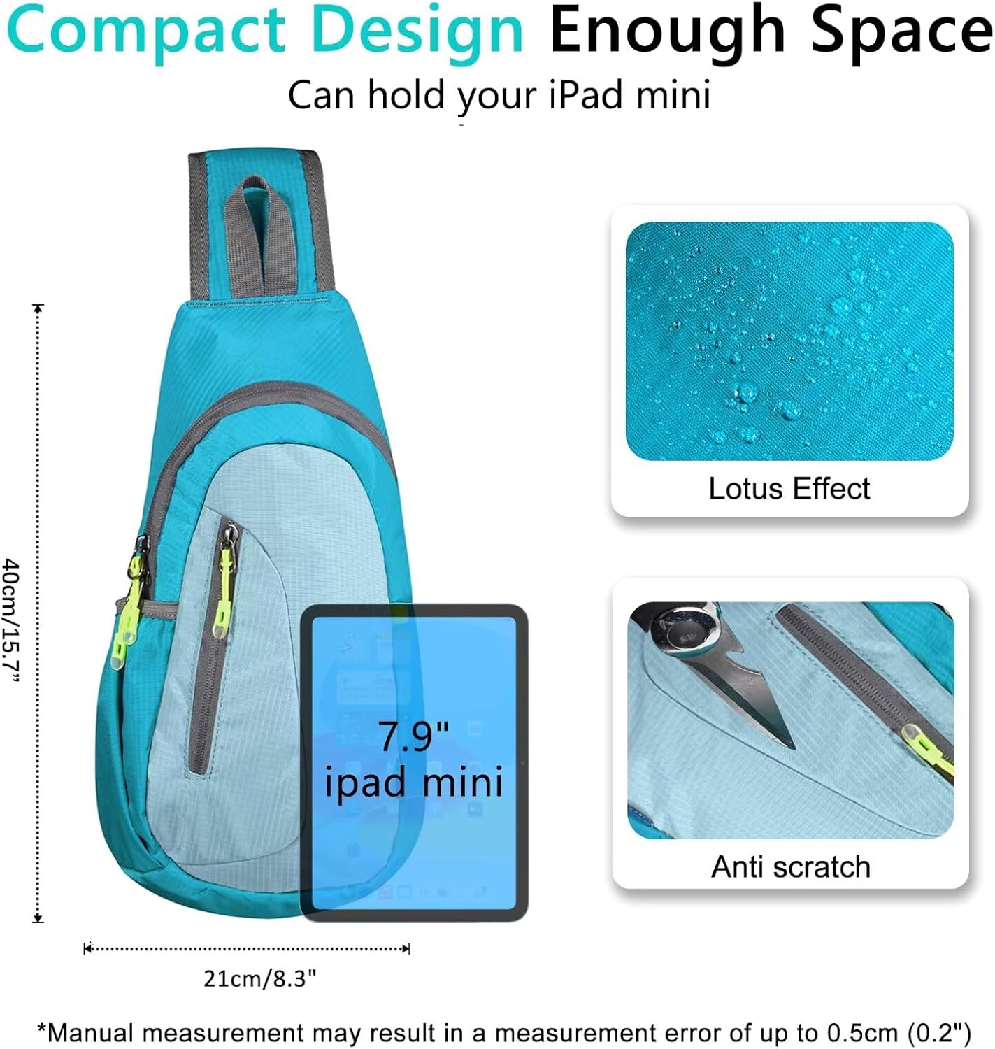 TITECOUGO Small Sling Bag, Lightweight Crossbody Backpack for Men Women, Shoulder Bag for Sports and Outdoor