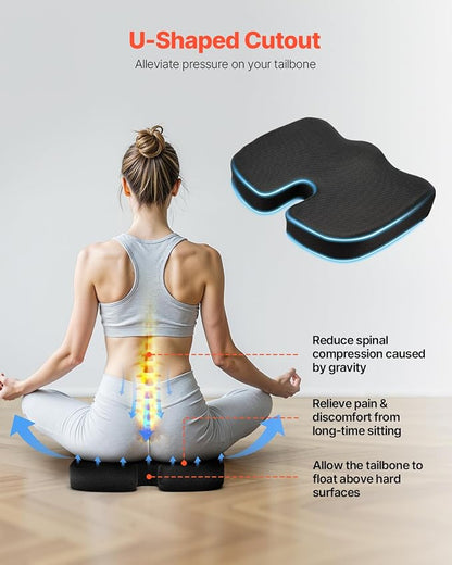 VEVOR Seat Cushion, Cooling Gel + Memory Foam Seat Cushion, Pressure-Relief - Image 3