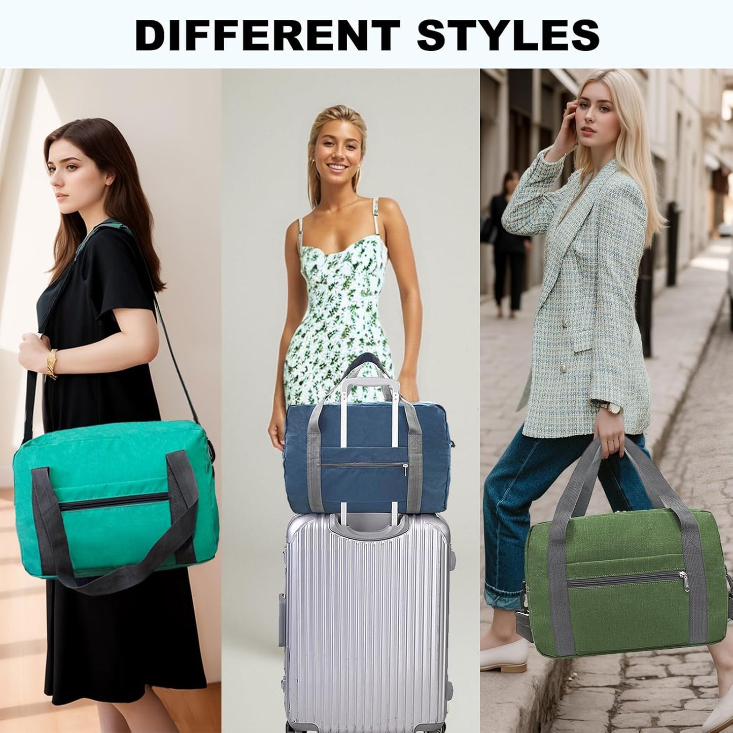 For Spirit Airlines Personal Item Bag 18x14x8 in Underseat Carry-on Luggage foldable Travel Duffle Bag for Airplanes(30L, Army Green)