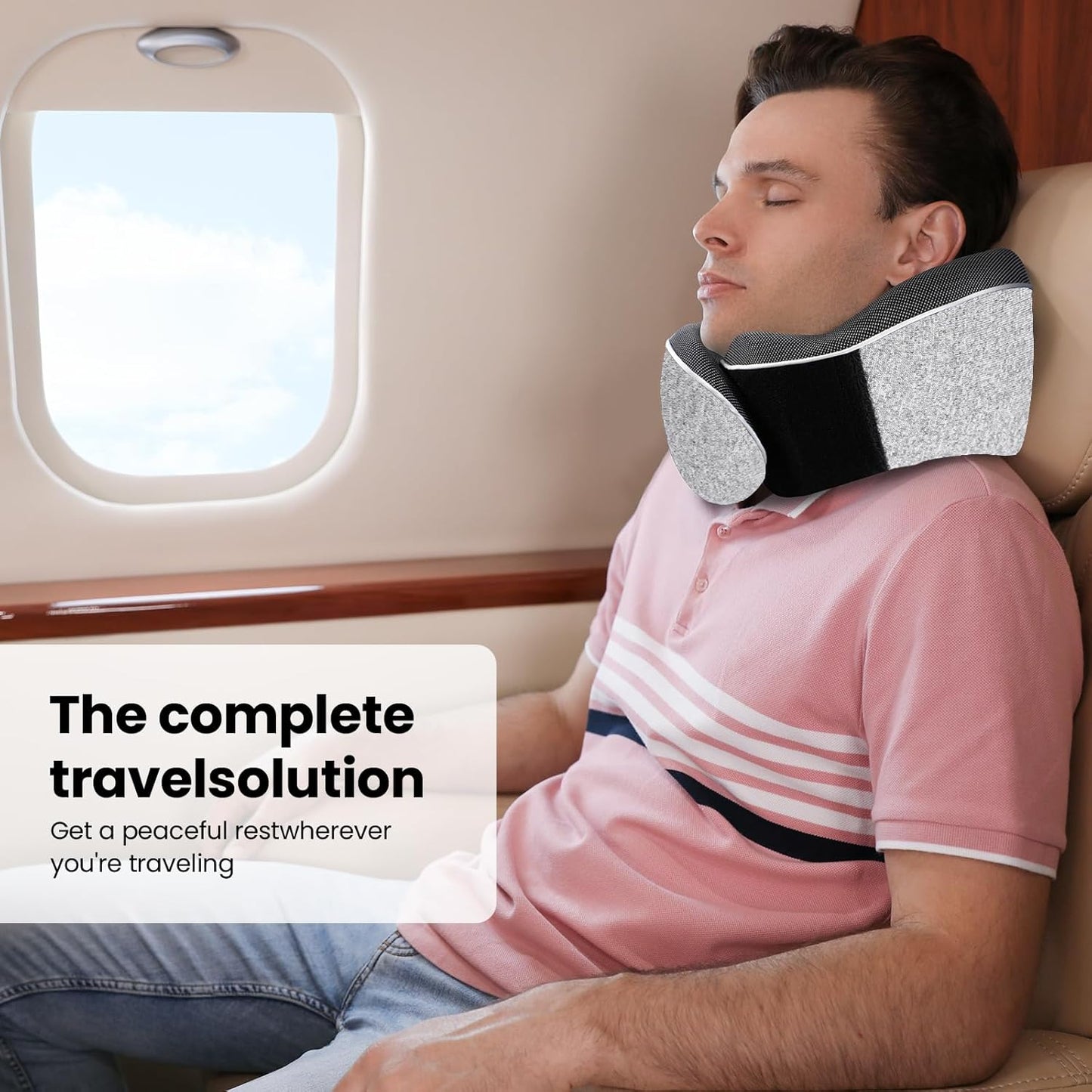 Travel Pillow, Best Memory Foam Neck Pillow Head Support Soft Pillow for Sleeping Rest, Airplane Car & Home Use (1Grey)
