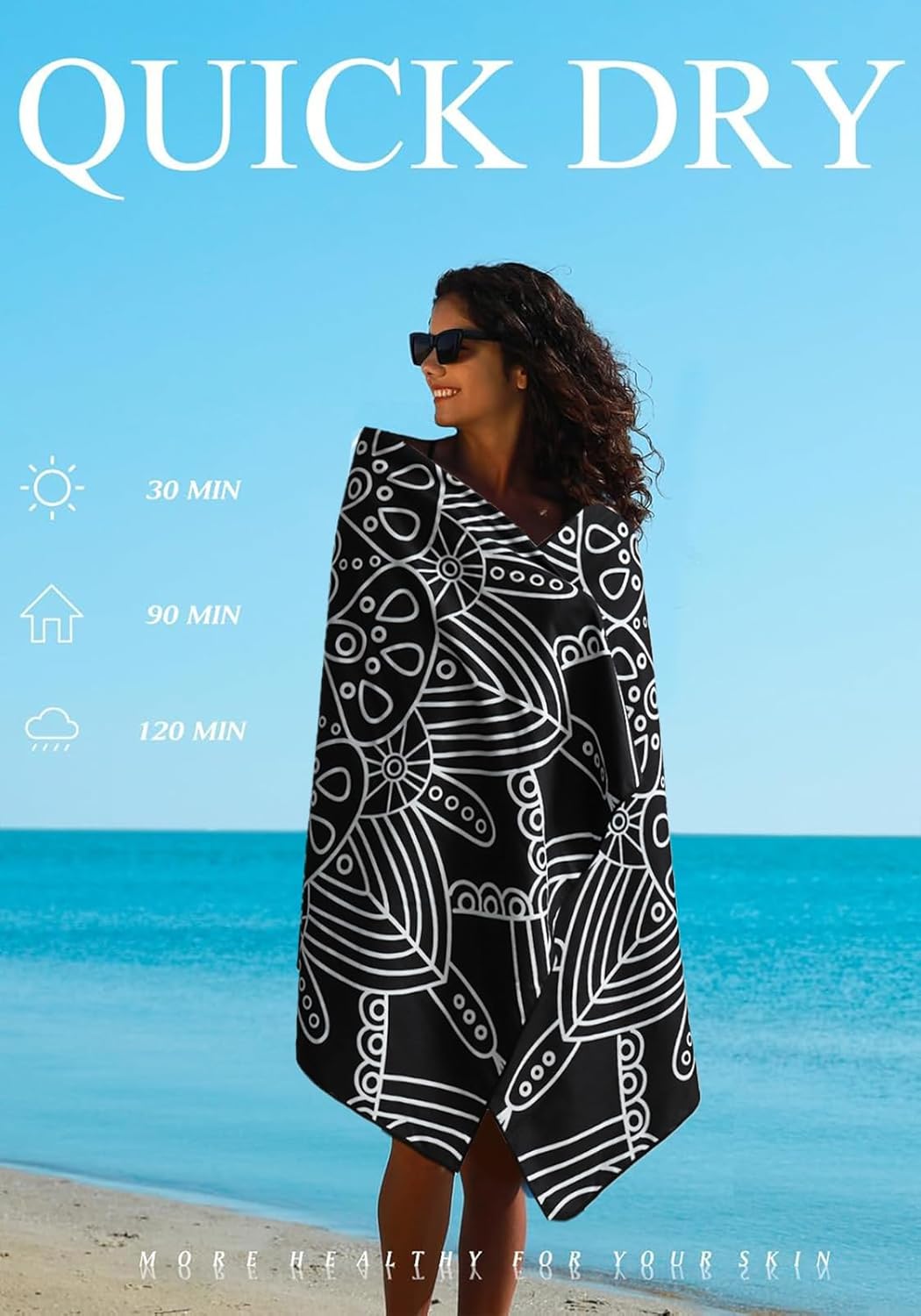 2 Pack Microfiber Lightweight Thin Beach Towel Sand Free Quick Dry Super Absorbent Large Towels for Swimming Pool Yoga Gym Travel Vacation Beach Accessories Essentials for Adults