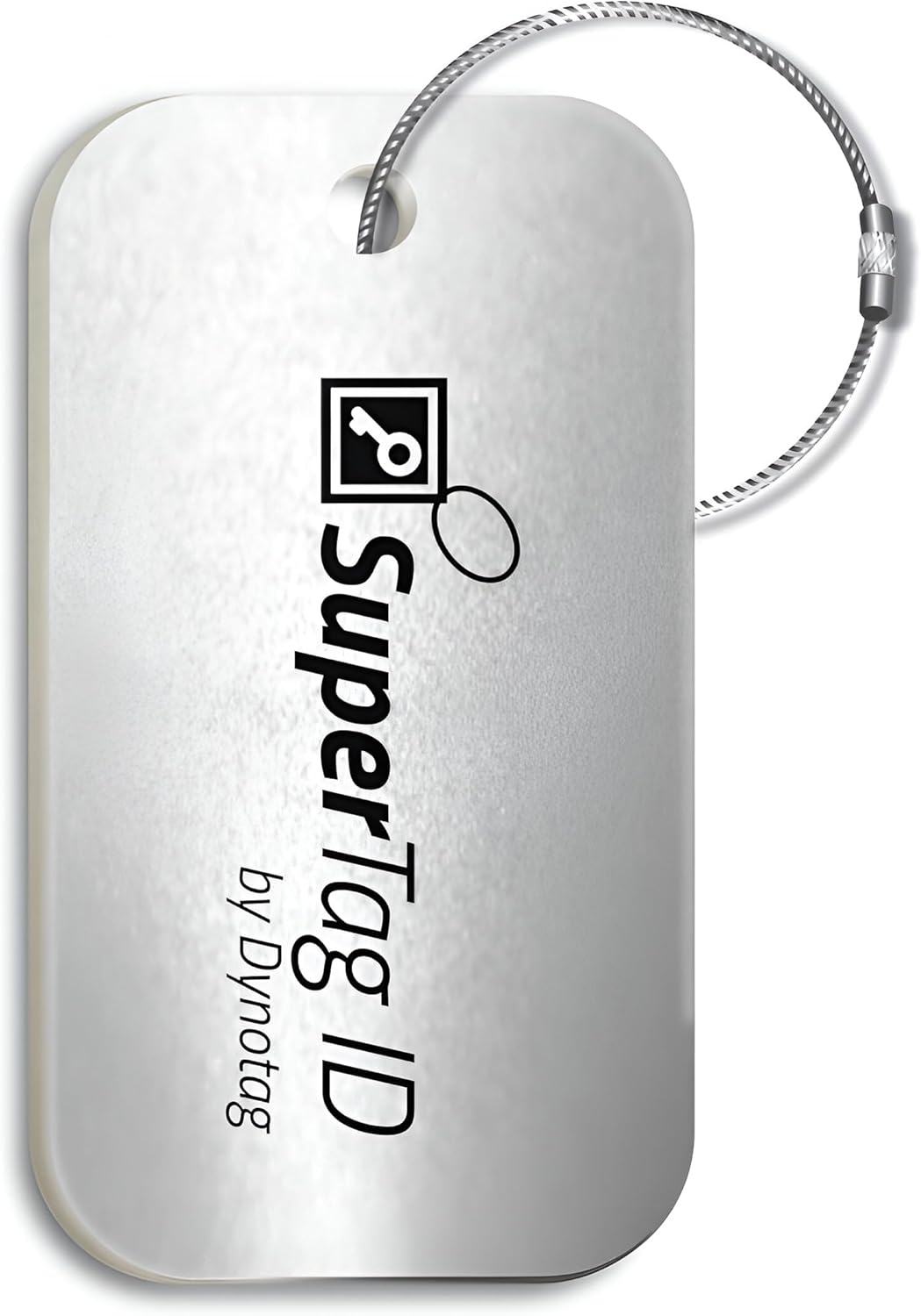 Dynotag® Sentry Series Solid Metal Web Enabled Smart Luggage Tag ID + Steel Loop, Anodized Aluminum with DynoIQ™ & Lifetime Recovery Service (Frost Silver)