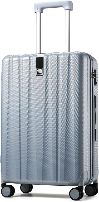 Hanke 24 Inch Luggage Suitcases With Spinner Wheels Lightweight PC Hard Shell Rolling Suitcase With Travel Lock,Checked-Medium 24-Inch(Gray)
